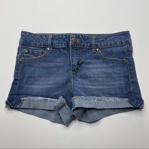 Medium Wash Mid Rise Short Shorts